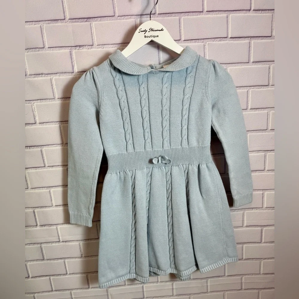 Gymboree Light Blue Cable Knit Sweater Dress Girls Size 10
